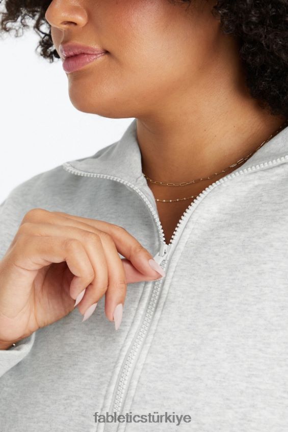 tr Fabletics kadınlar catarina balıkçı yaka fermuarlı kazak açık gri funda 40R06B2644