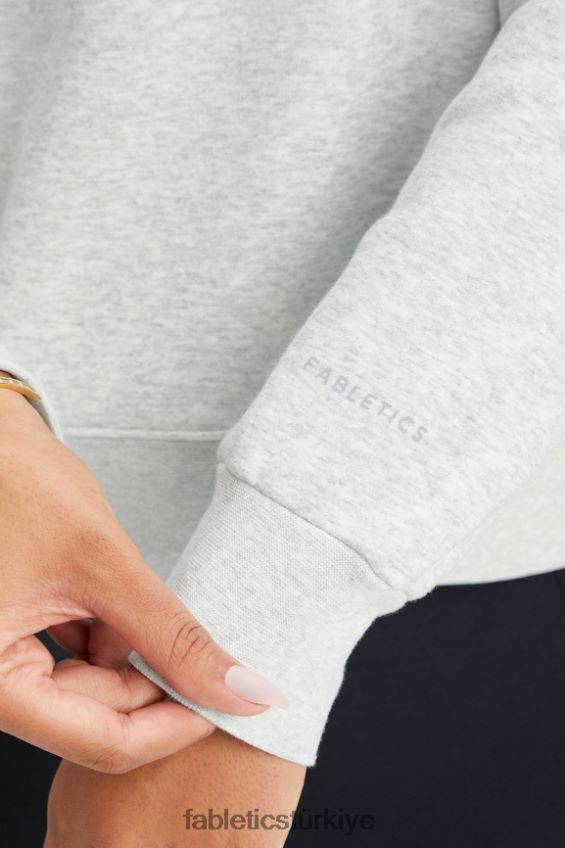 tr Fabletics kadınlar catarina balıkçı yaka fermuarlı kazak açık gri funda 40R06B2644