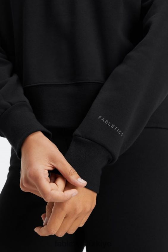 tr Fabletics kadınlar catarina balıkçı yaka fermuarlı kazak siyah 40R06B2642