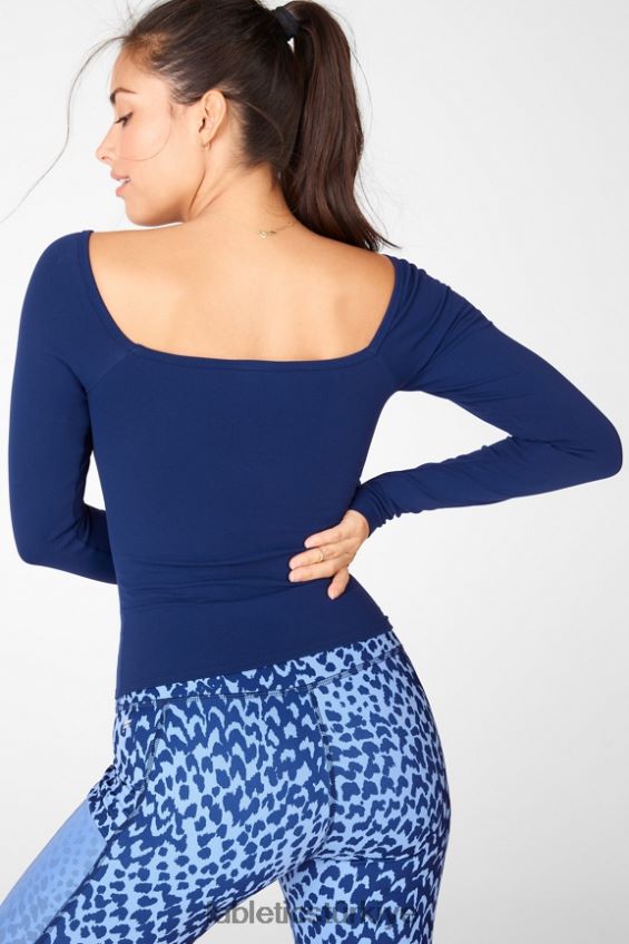 tr Fabletics kadınlar emilia sculptknit uzun kollu top ii Donanma 40R06B2683