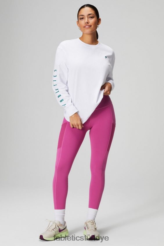 tr Fabletics kadınlar erkek arkadaşı uzun kollu tişört klasik beyaz/ombre spor 40R06B2604