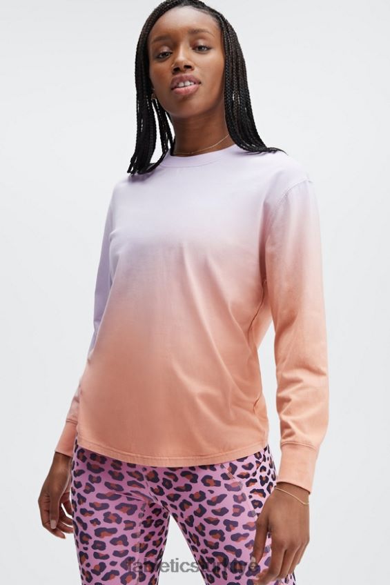 tr Fabletics kadınlar erkek arkadaşı uzun kollu tişört puslu iris/pembe renk tonu daldırma boyası 40R06B2605