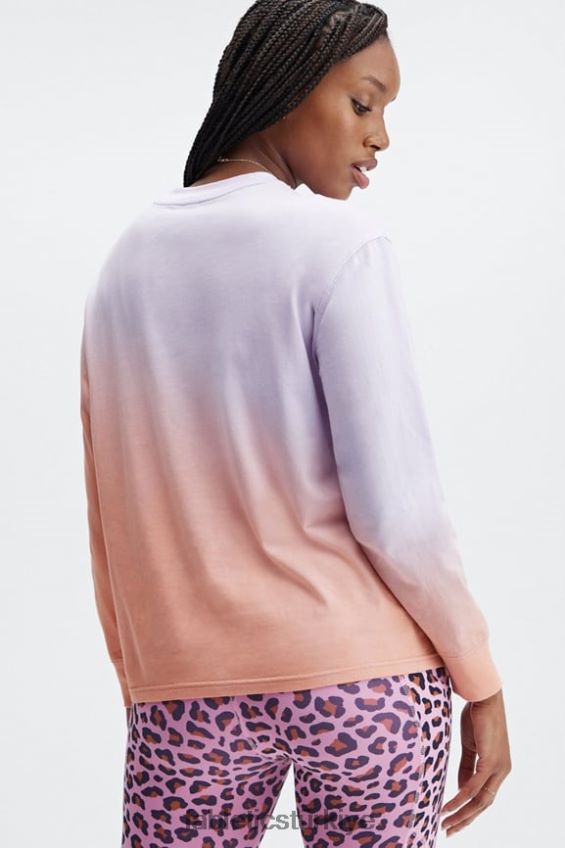 tr Fabletics kadınlar erkek arkadaşı uzun kollu tişört puslu iris/pembe renk tonu daldırma boyası 40R06B2605