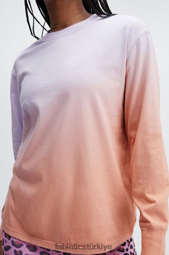 tr Fabletics kadınlar erkek arkadaşı uzun kollu tişört puslu iris/pembe renk tonu daldırma boyası 40R06B2605