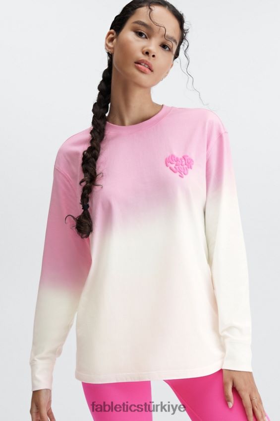 tr Fabletics kadınlar erkek arkadaşı uzun kollu tişört tatlım pembe/beyaz 40R06B2606