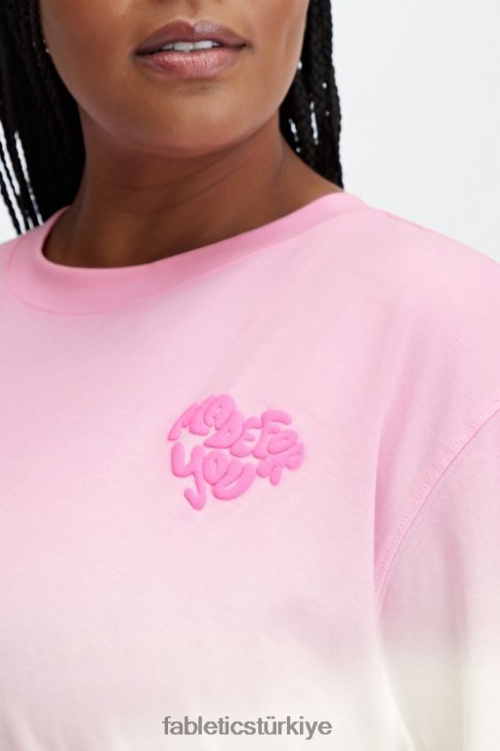 tr Fabletics kadınlar erkek arkadaşı uzun kollu tişört tatlım pembe/beyaz 40R06B2607