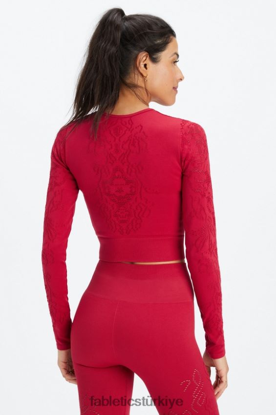 tr Fabletics kadınlar flora dikişsiz uzun kollu top koyu Kırmızı 40R06B2622