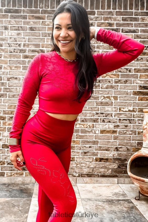 tr Fabletics kadınlar flora dikişsiz uzun kollu top koyu Kırmızı 40R06B2622