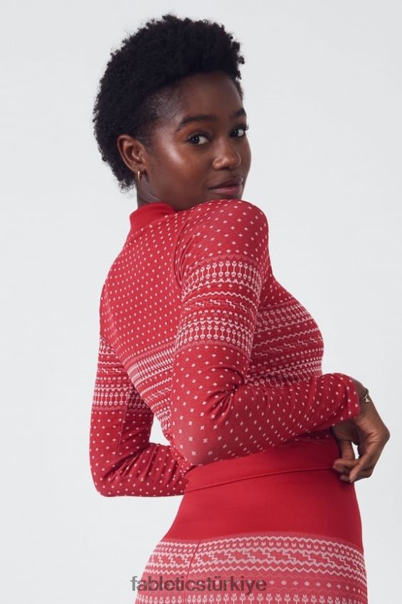 tr Fabletics kadınlar holly dikişsiz uzun kollu üst kardinal/çoklu 40R06B2624