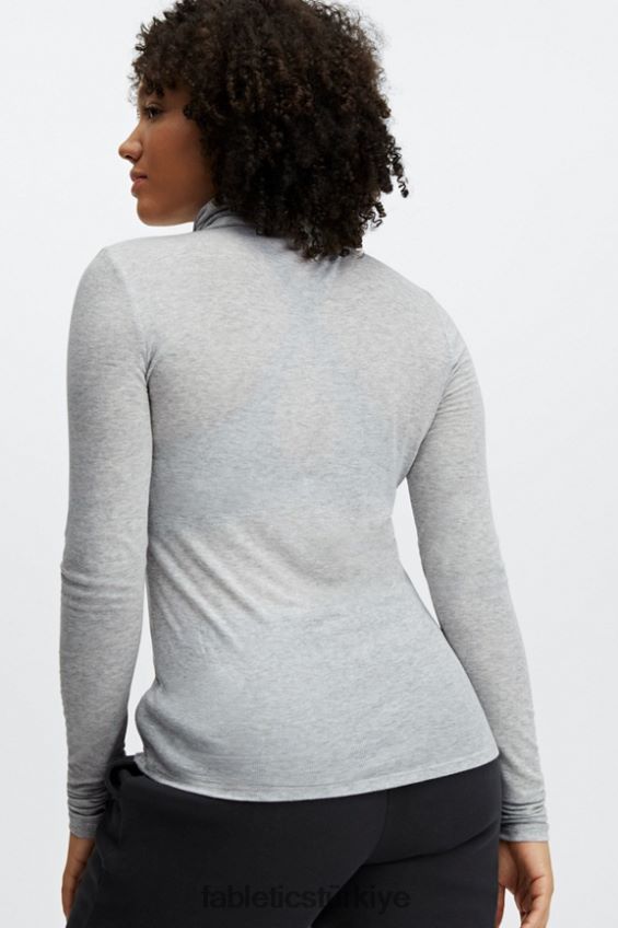 tr Fabletics kadınlar jess uzun kollu balıkçı yaka üst açık gri funda 40R06B2672