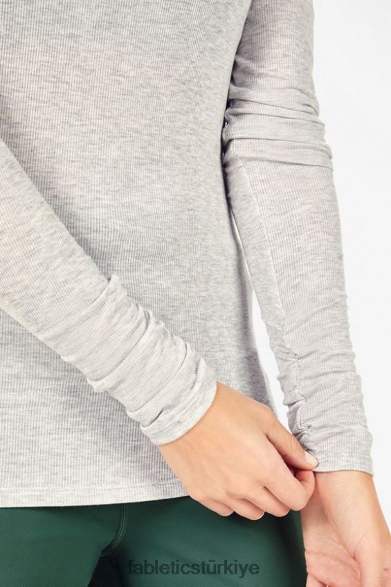 tr Fabletics kadınlar jess uzun kollu balıkçı yaka üst açık gri funda 40R06B2675