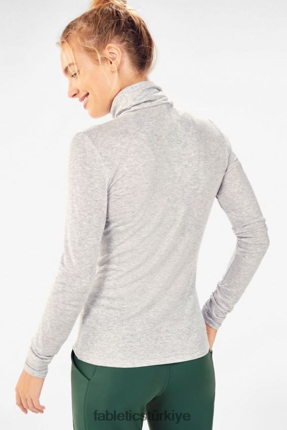 tr Fabletics kadınlar jess uzun kollu balıkçı yaka üst açık gri funda 40R06B2675
