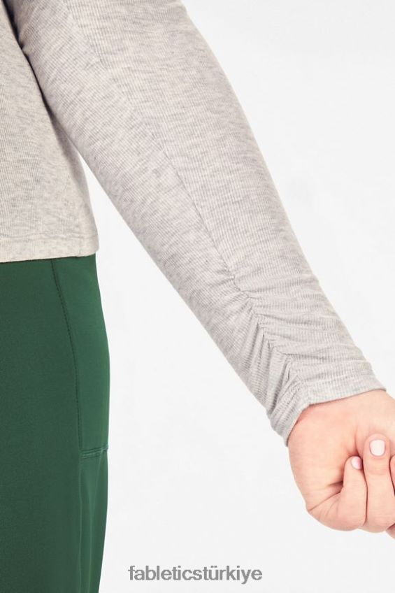 tr Fabletics kadınlar jess uzun kollu balıkçı yaka üst açık gri funda 40R06B2676
