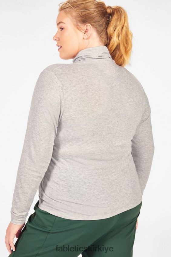 tr Fabletics kadınlar jess uzun kollu balıkçı yaka üst açık gri funda 40R06B2676