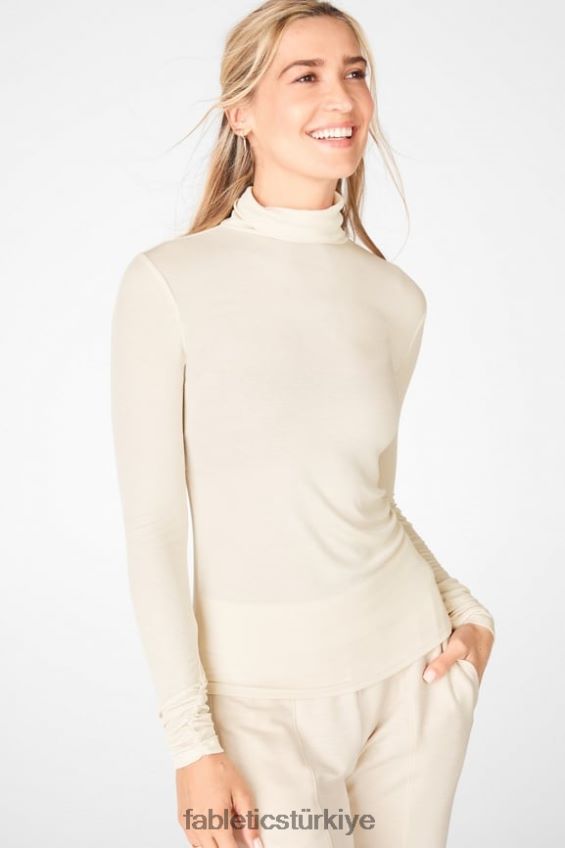 tr Fabletics kadınlar jess uzun kollu balıkçı yaka üst latte 40R06B2673