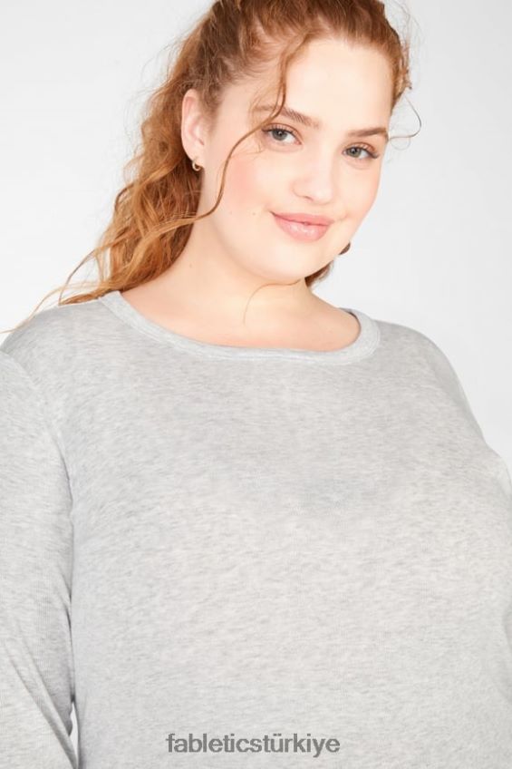 tr Fabletics kadınlar jess uzun kollu tişört açık gri funda 40R06B2733