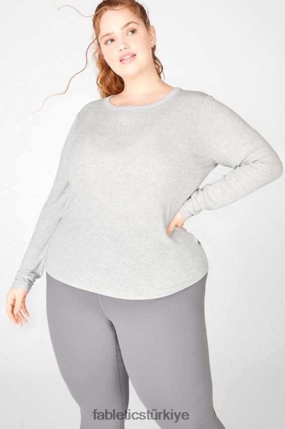 tr Fabletics kadınlar jess uzun kollu tişört açık gri funda 40R06B2733