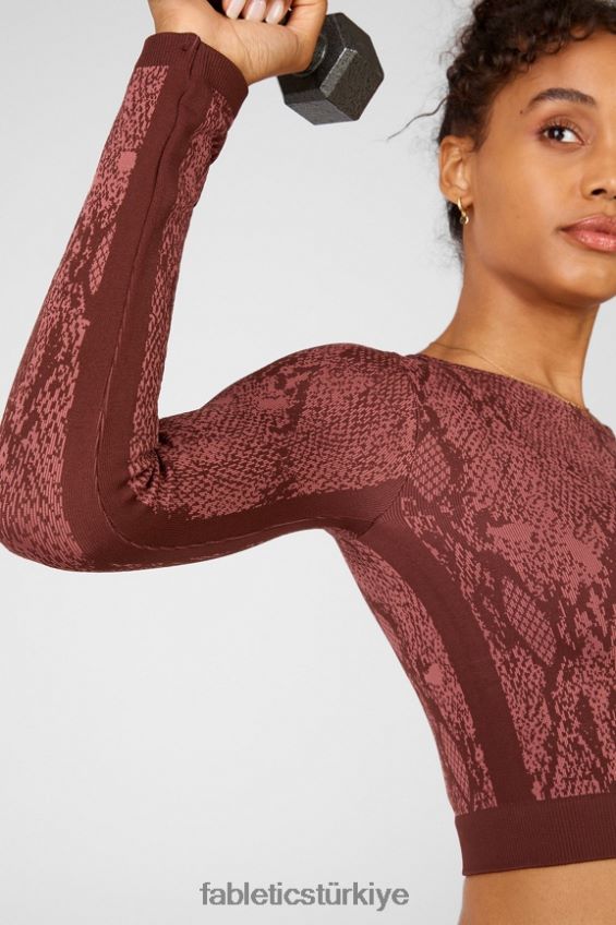 tr Fabletics kadınlar kamila dikişsiz uzun kollu top vişneli moka sürüngeni/kanyon 40R06B2682