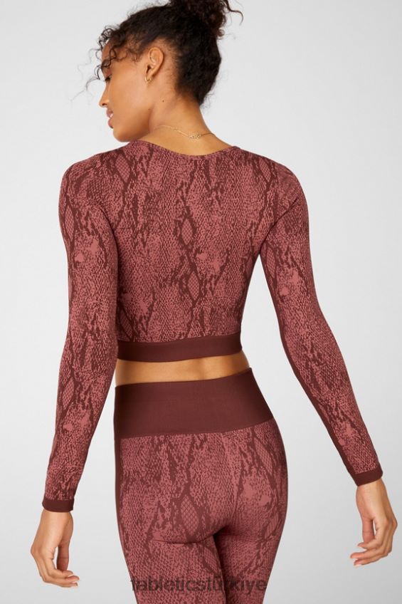 tr Fabletics kadınlar kamila dikişsiz uzun kollu top vişneli moka sürüngeni/kanyon 40R06B2682