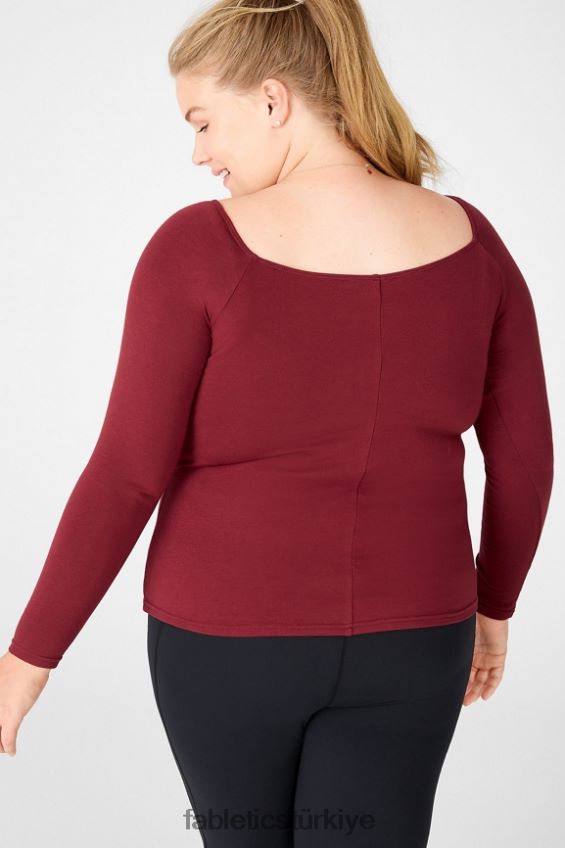 tr Fabletics kadınlar kinsley uzun kollu üst arroyo kırmızısı 40R06B2724