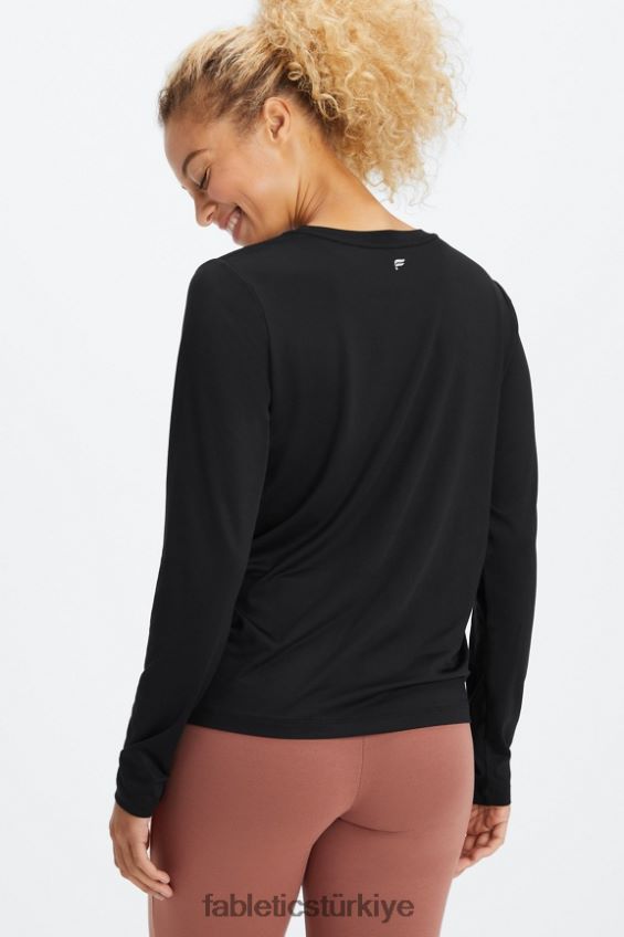 tr Fabletics kadınlar kuru esnek uzun kollu tişört siyah 40R06B2601