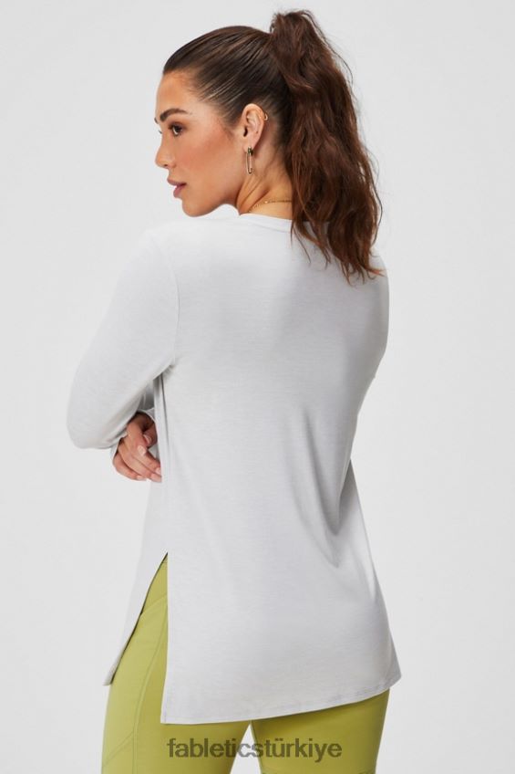 tr Fabletics kadınlar kuru esnek uzun kollu tunik yumuşak gri funda 40R06B2587