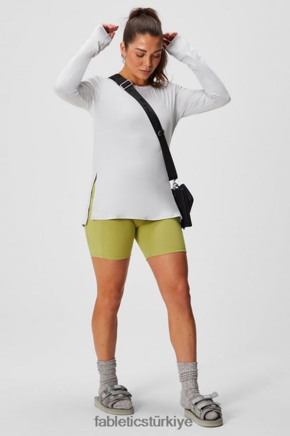 tr Fabletics kadınlar kuru esnek uzun kollu tunik yumuşak gri funda 40R06B2587