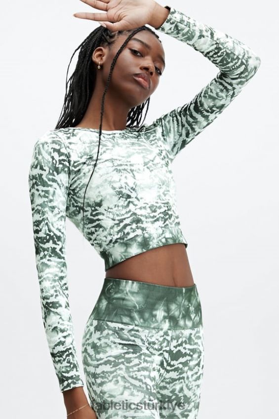 tr Fabletics kadınlar mari dikişsiz uzun kollu top kaplan kravat boyası 40R06B2688