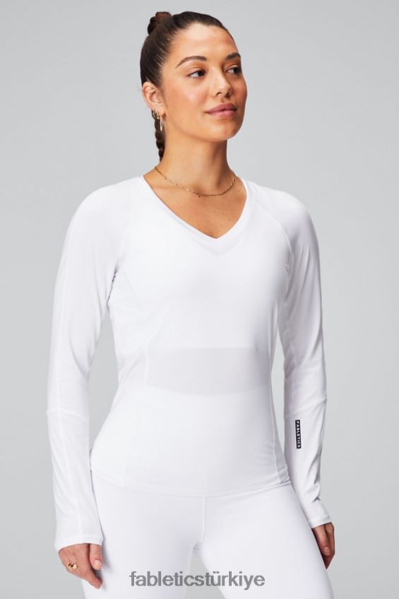 tr Fabletics kadınlar phoenix lite uzun kollu üst klasik beyaz/siyah nakavt 40R06B2611