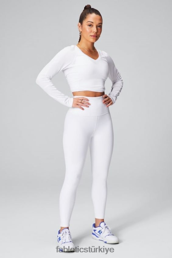 tr Fabletics kadınlar phoenix lite uzun kollu üst klasik beyaz/siyah nakavt 40R06B2611