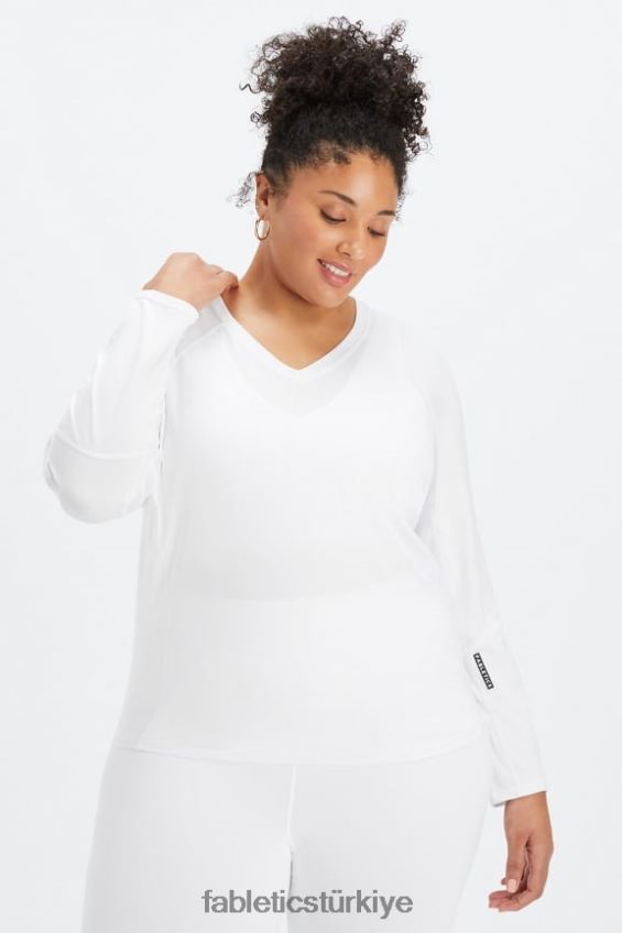 tr Fabletics kadınlar phoenix lite uzun kollu üst klasik beyaz/siyah nakavt 40R06B2612