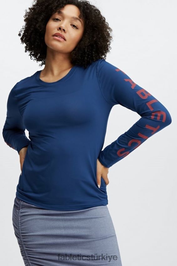 tr Fabletics kadınlar phoenix lite uzun kollu üst lacivert şakayık/rio kırmızısı 40R06B2618