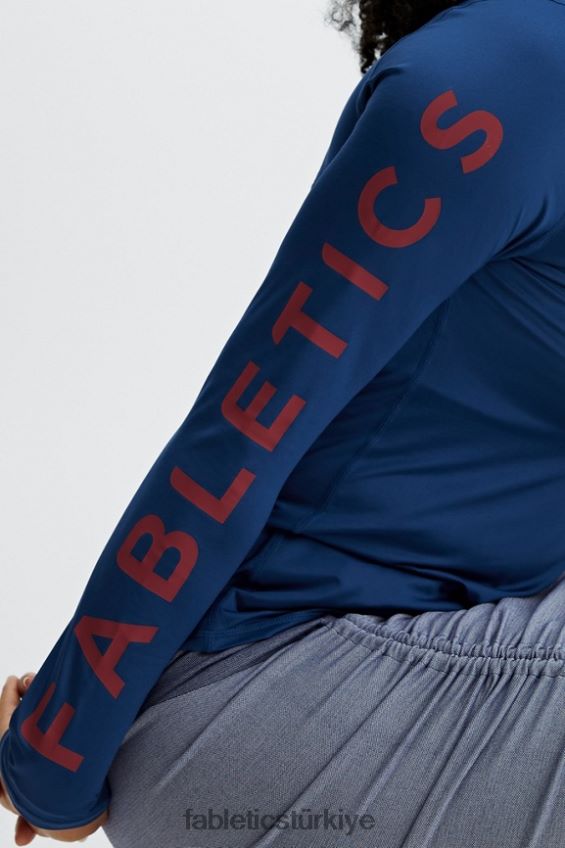tr Fabletics kadınlar phoenix lite uzun kollu üst lacivert şakayık/rio kırmızısı 40R06B2618