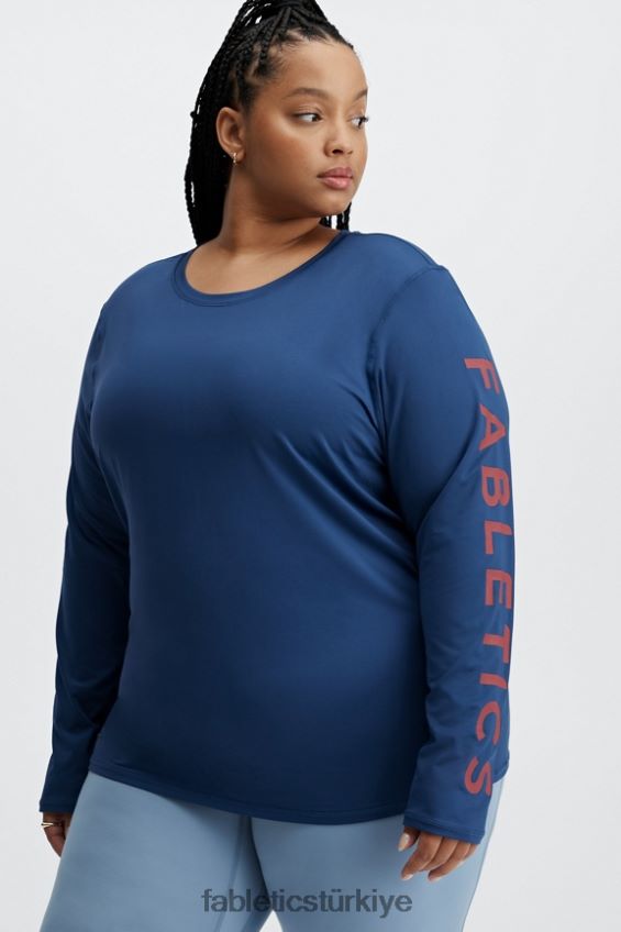 tr Fabletics kadınlar phoenix lite uzun kollu üst lacivert şakayık/rio kırmızısı 40R06B2630