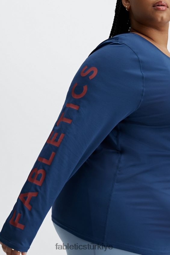 tr Fabletics kadınlar phoenix lite uzun kollu üst lacivert şakayık/rio kırmızısı 40R06B2630