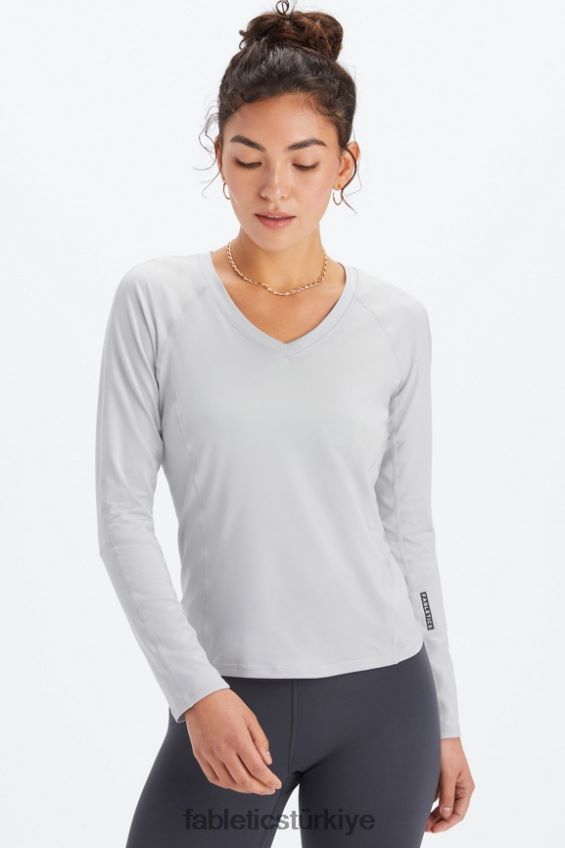 tr Fabletics kadınlar phoenix lite v yaka uzun kollu üst mineral gri/siyah nakavt 40R06B2591