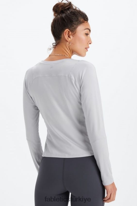 tr Fabletics kadınlar phoenix lite v yaka uzun kollu üst mineral gri/siyah nakavt 40R06B2591