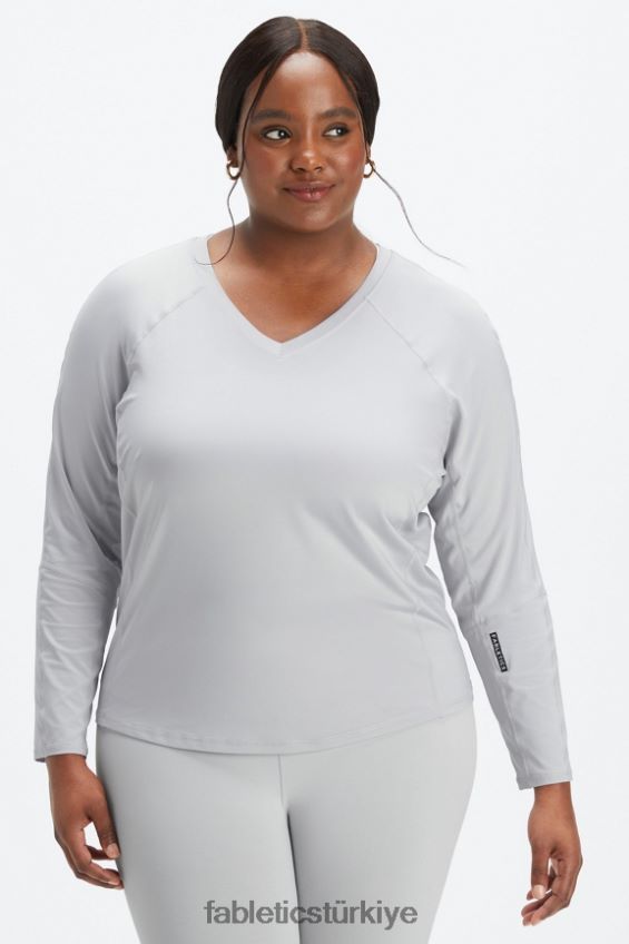 tr Fabletics kadınlar phoenix lite v yaka uzun kollu üst mineral gri/siyah nakavt 40R06B2592