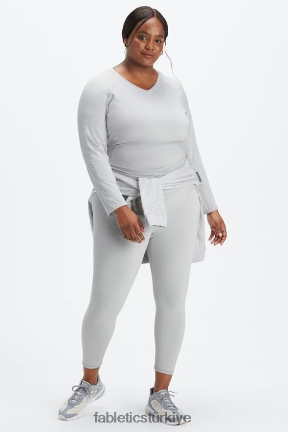 tr Fabletics kadınlar phoenix lite v yaka uzun kollu üst mineral gri/siyah nakavt 40R06B2592