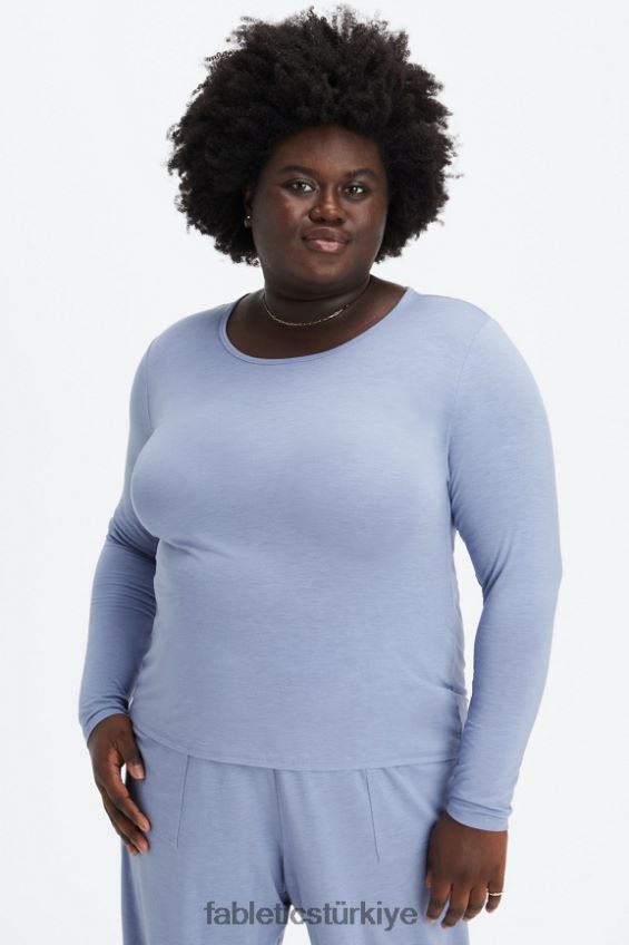tr Fabletics kadınlar restoreknit uzun kollu tişört soluk kot 40R06B2640
