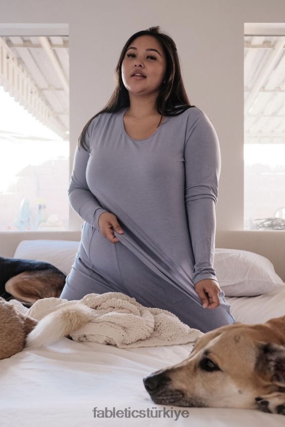 tr Fabletics kadınlar restoreknit uzun kollu tişört soluk kot 40R06B2640