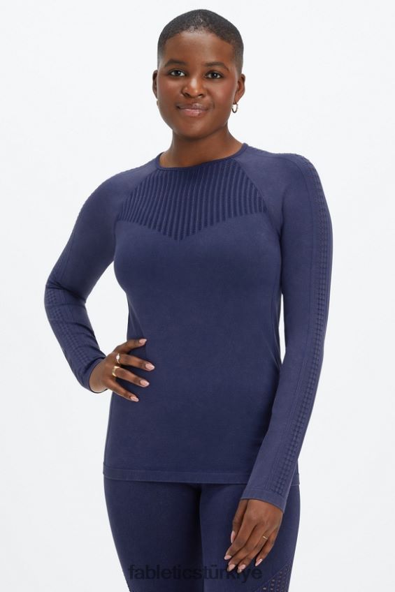 tr Fabletics kadınlar sync dikişsiz uzun kollu üst yıkanmış derin donanma 40R06B2595