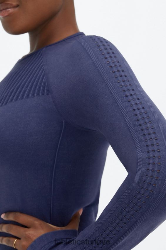 tr Fabletics kadınlar sync dikişsiz uzun kollu üst yıkanmış derin donanma 40R06B2595