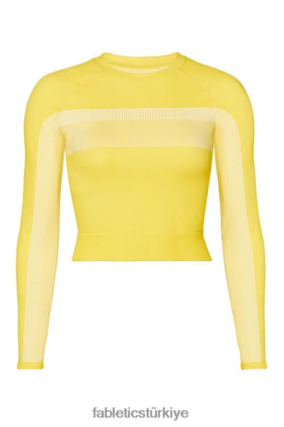 tr Fabletics kadınlar tory kısaltılmış dikişsiz uzun kollu üst canlı sarı/beyaz 40R06B2730