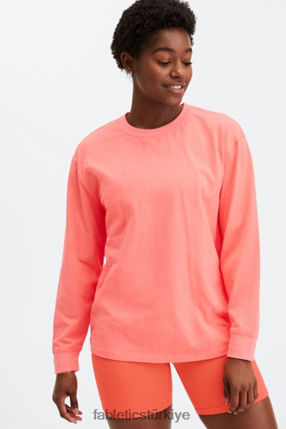 tr Fabletics kadınlar uzun kollu erkek arkadaş tişört tozlu cehennem 40R06B2664