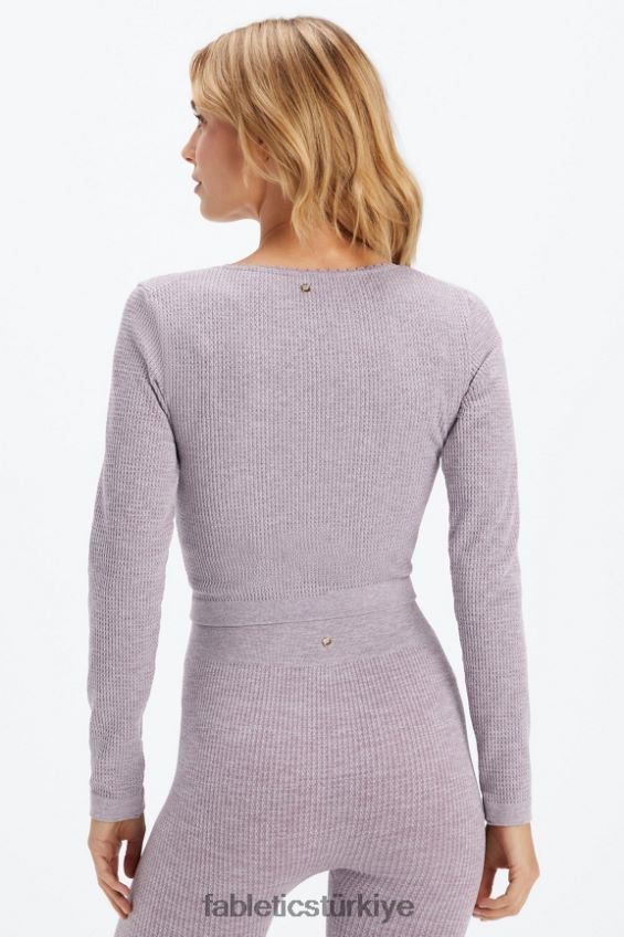 tr Fabletics kadınlar uzun kollu örgü top solmuş erik funda 40R06B2609
