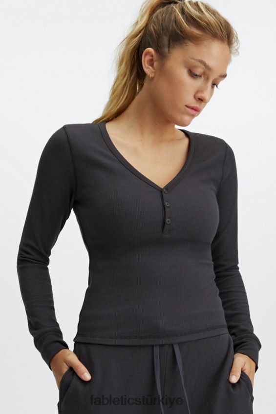 tr Fabletics kadınlar uzun kollu waffle henley kalaylı 40R06B2649
