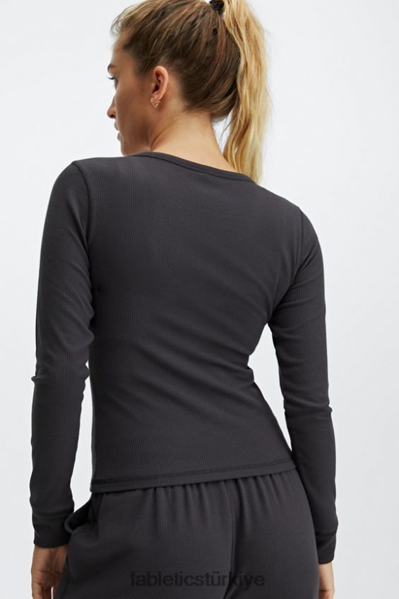 tr Fabletics kadınlar uzun kollu waffle henley kalaylı 40R06B2649