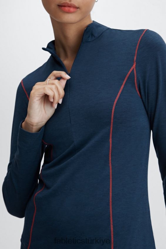 tr Fabletics kadınlar yün tabanlık uzun kollu yarım fermuarlı mavi nova funda 40R06B2633