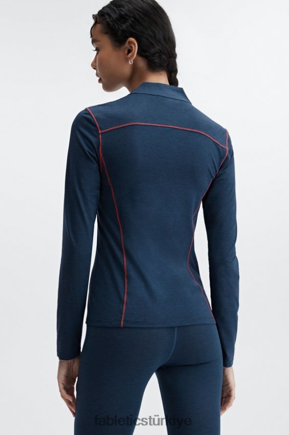 tr Fabletics kadınlar yün tabanlık uzun kollu yarım fermuarlı mavi nova funda 40R06B2633